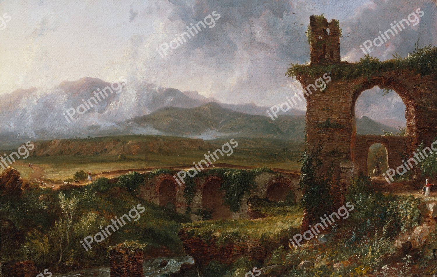 A View near Tivoli (Morning). The painting by Thomas Cole