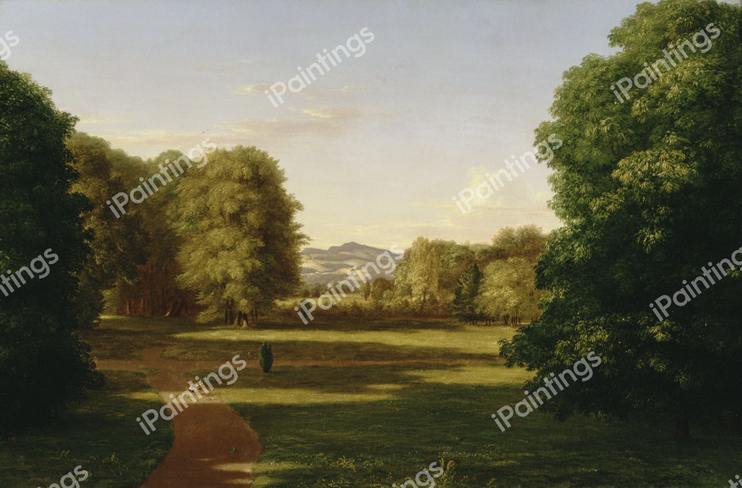 Gardens of the Van Rensselaer Manor House. The painting by Thomas Cole
