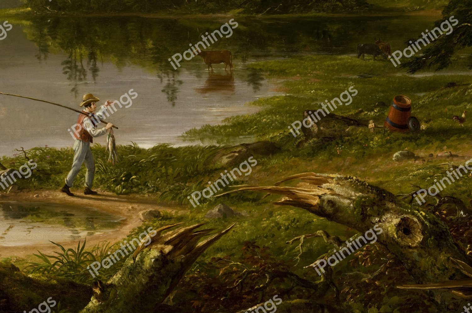 Home in the Woods, Detail 3. The painting by Thomas Cole