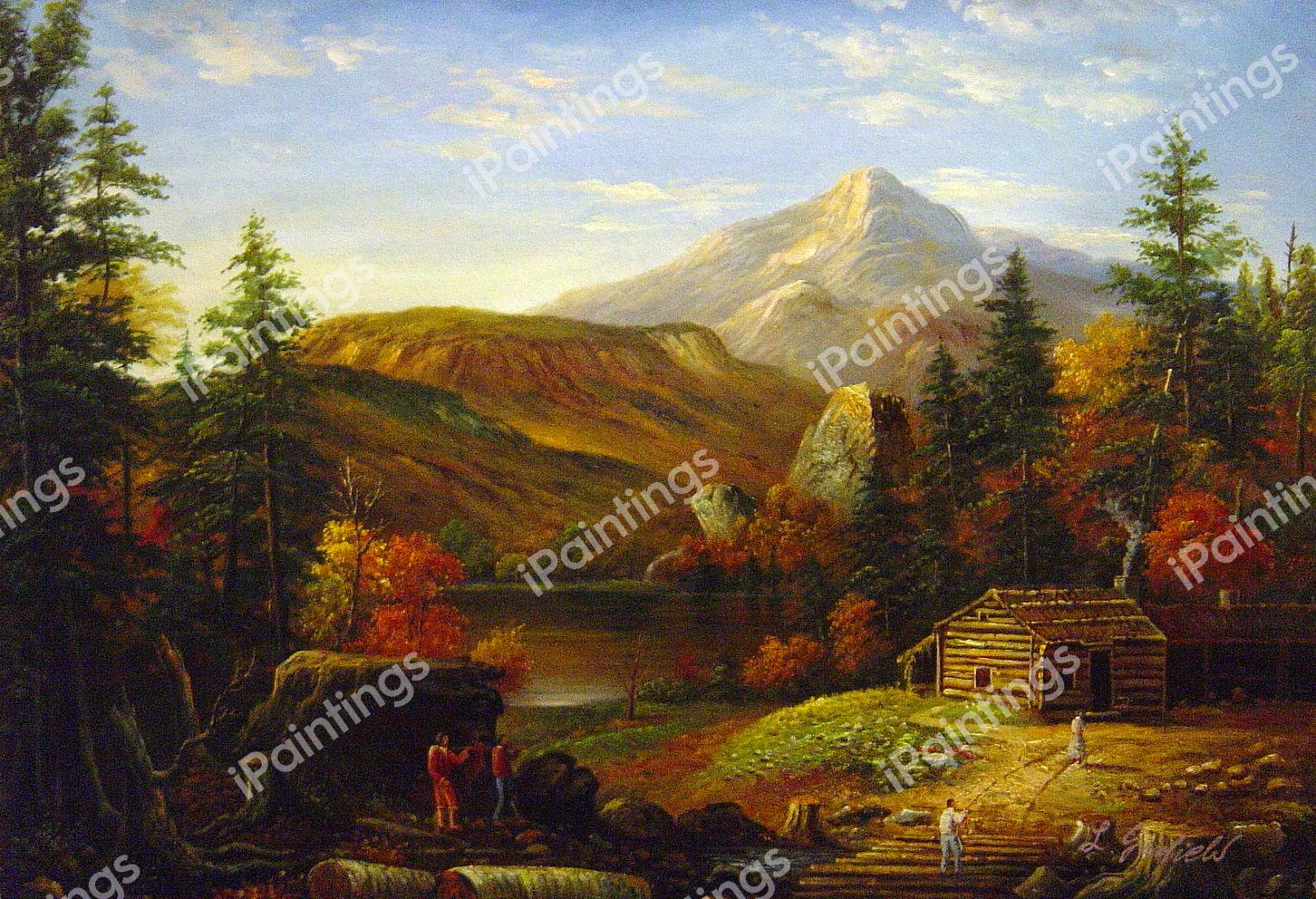 Hunter&#39s Return. The painting by Thomas Cole