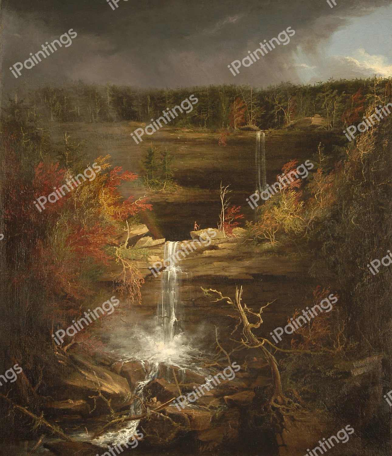 Kaaterskill Falls. The painting by Thomas Cole