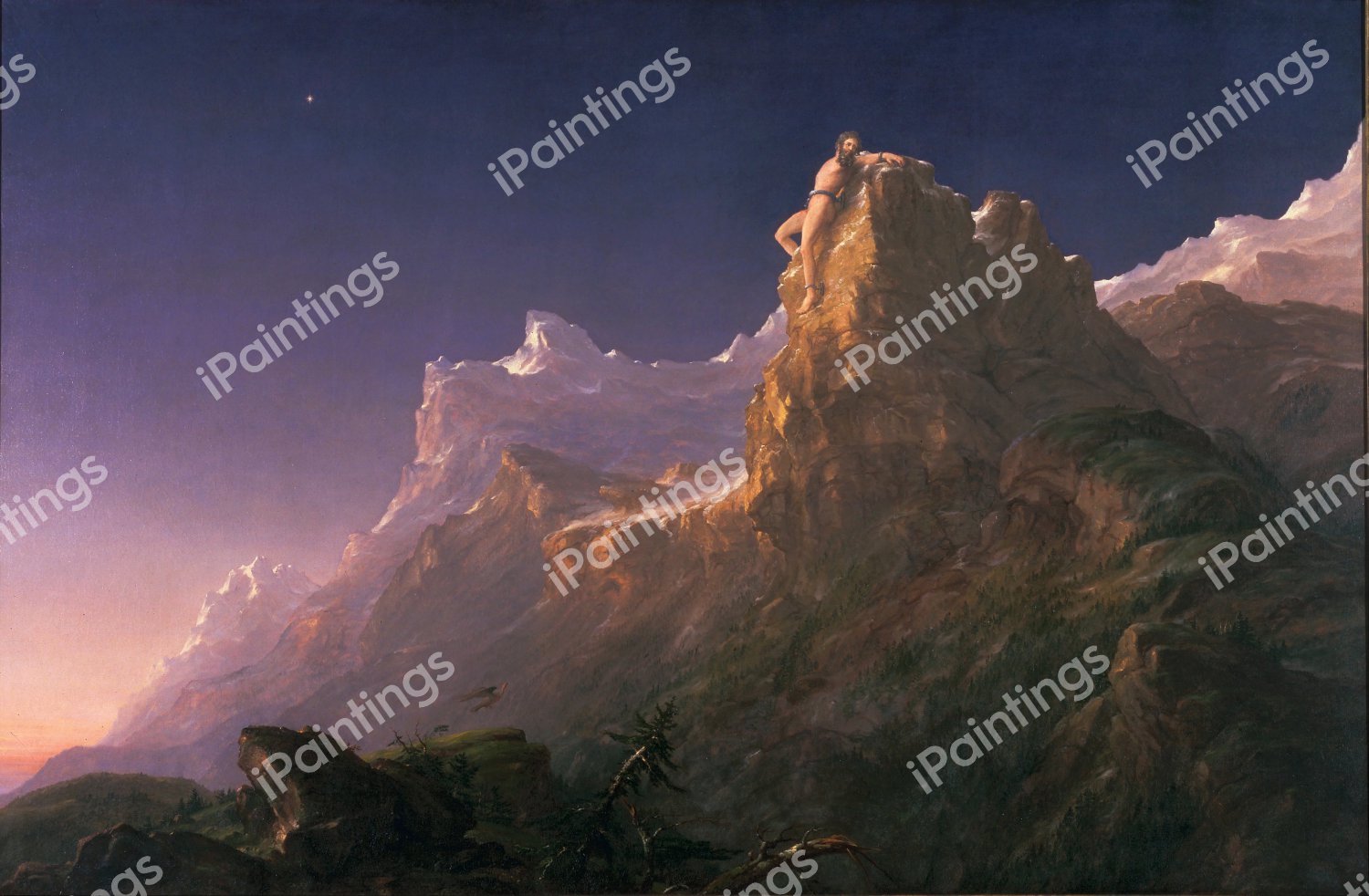 Prometheus Bound. The painting by Thomas Cole