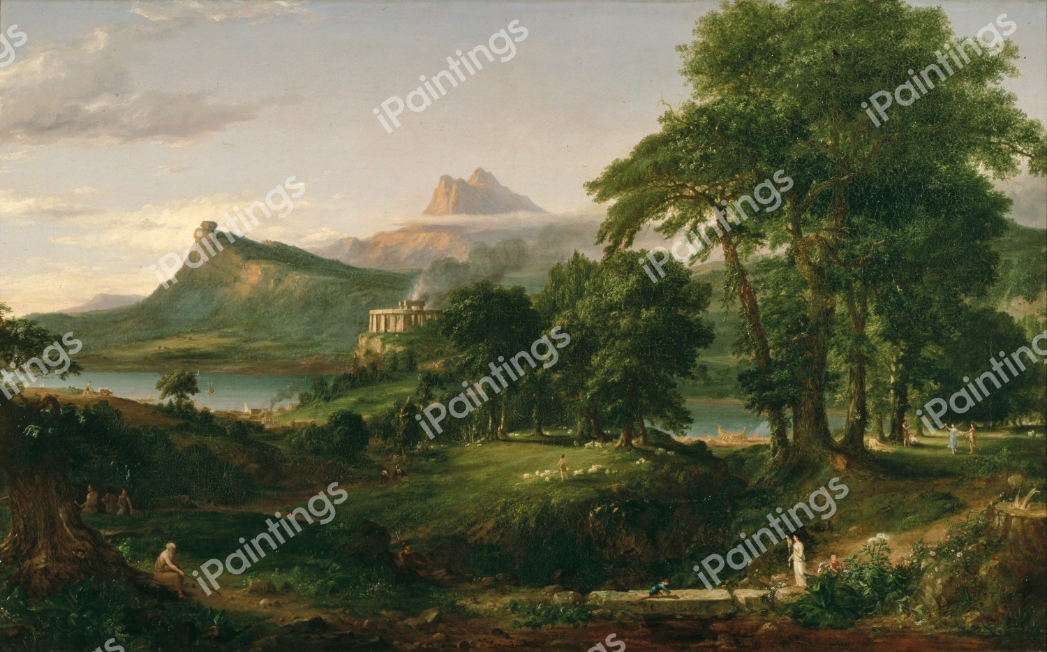 The Course of Empire: The Arcadian State. The painting by Thomas Cole