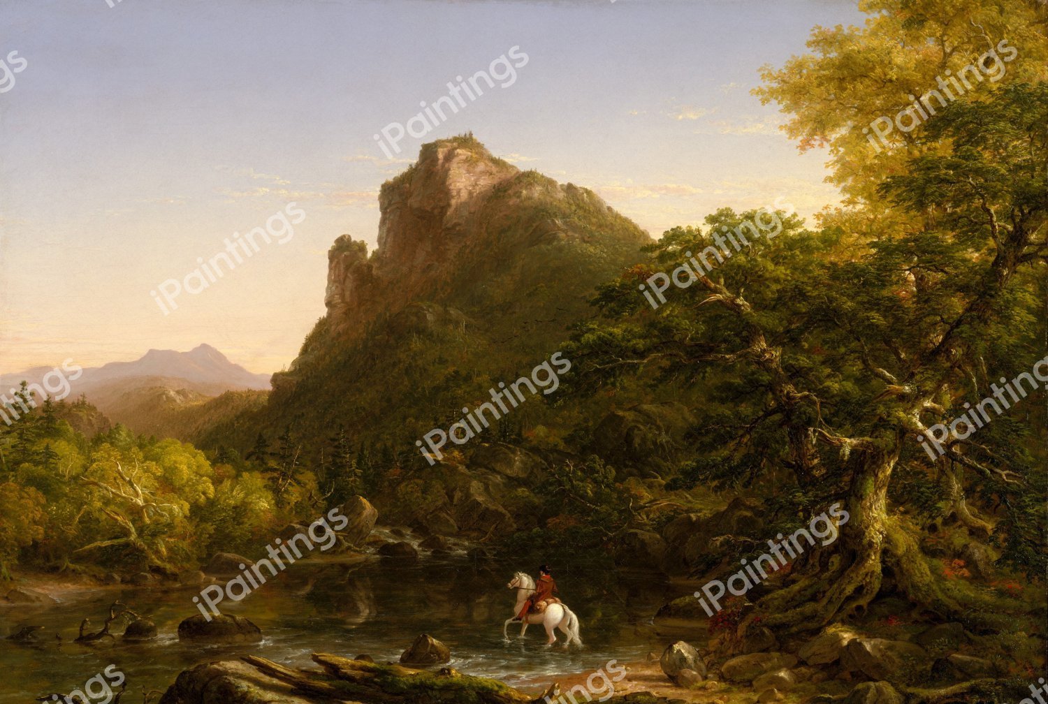 The Mountain Ford. The painting by Thomas Cole