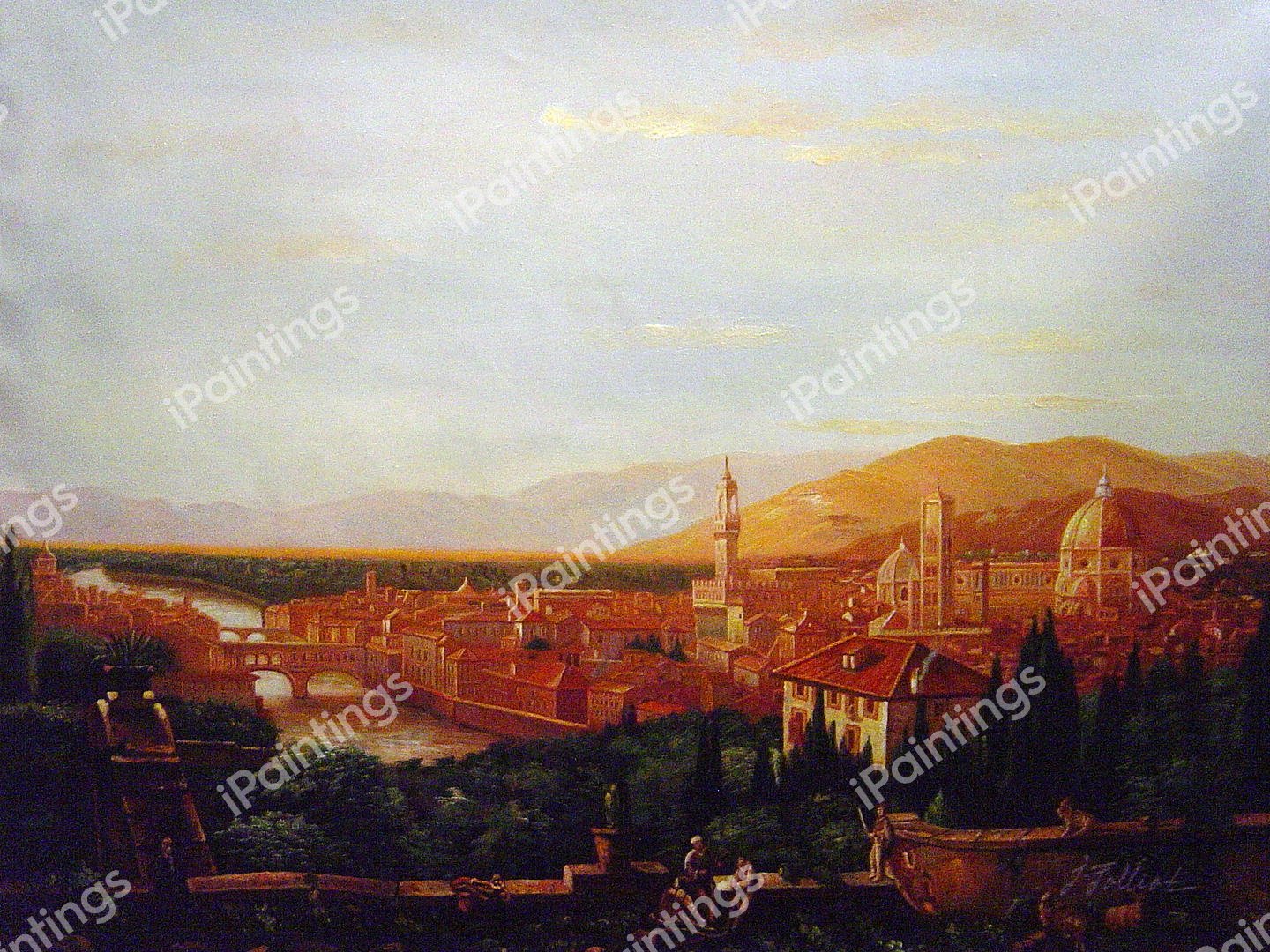 View Of Florence From San Miniato. The painting by Thomas Cole