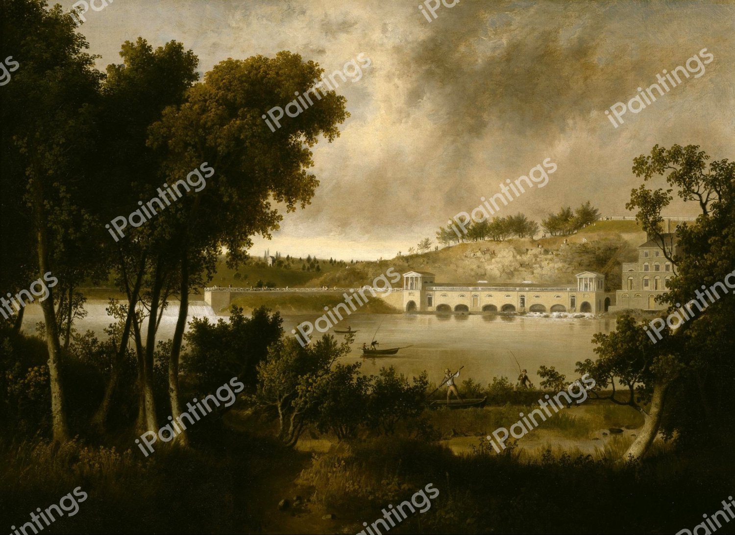 View of the Fairmount Waterworks, Philadelphia. The painting by Thomas Doughty