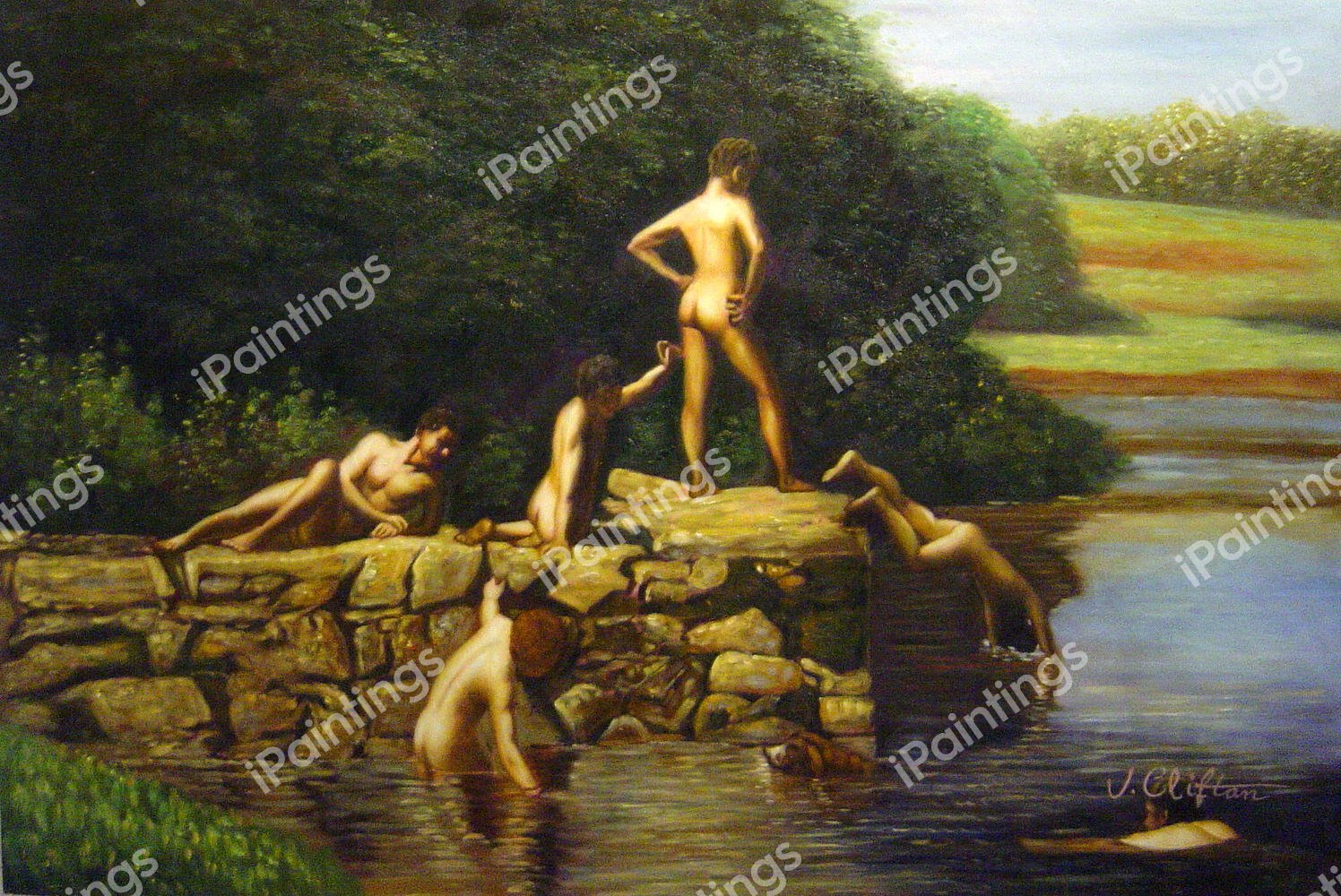 The Swimming Hole. The painting by Thomas Eakins