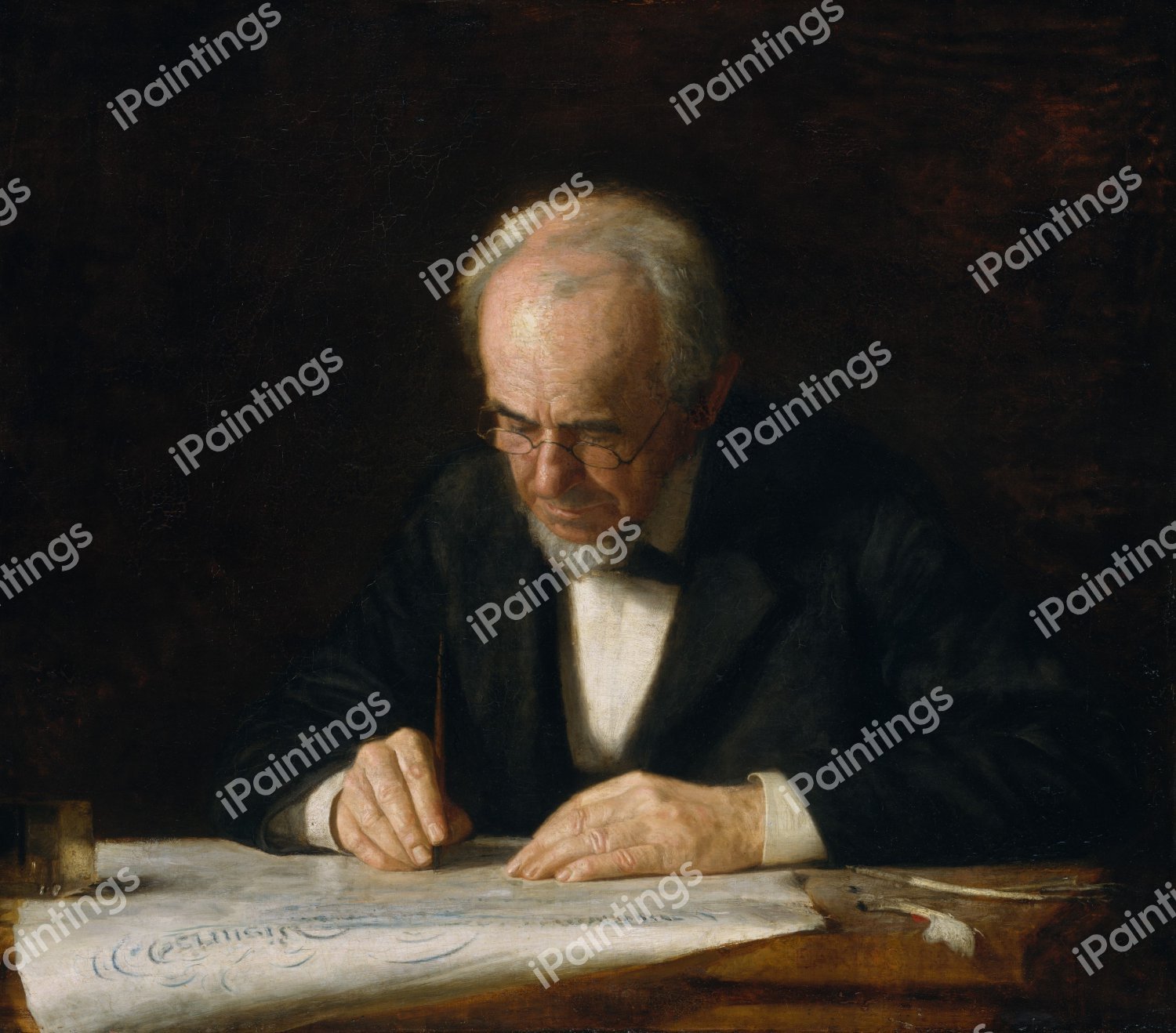 The Writing Master. The painting by Thomas Eakins