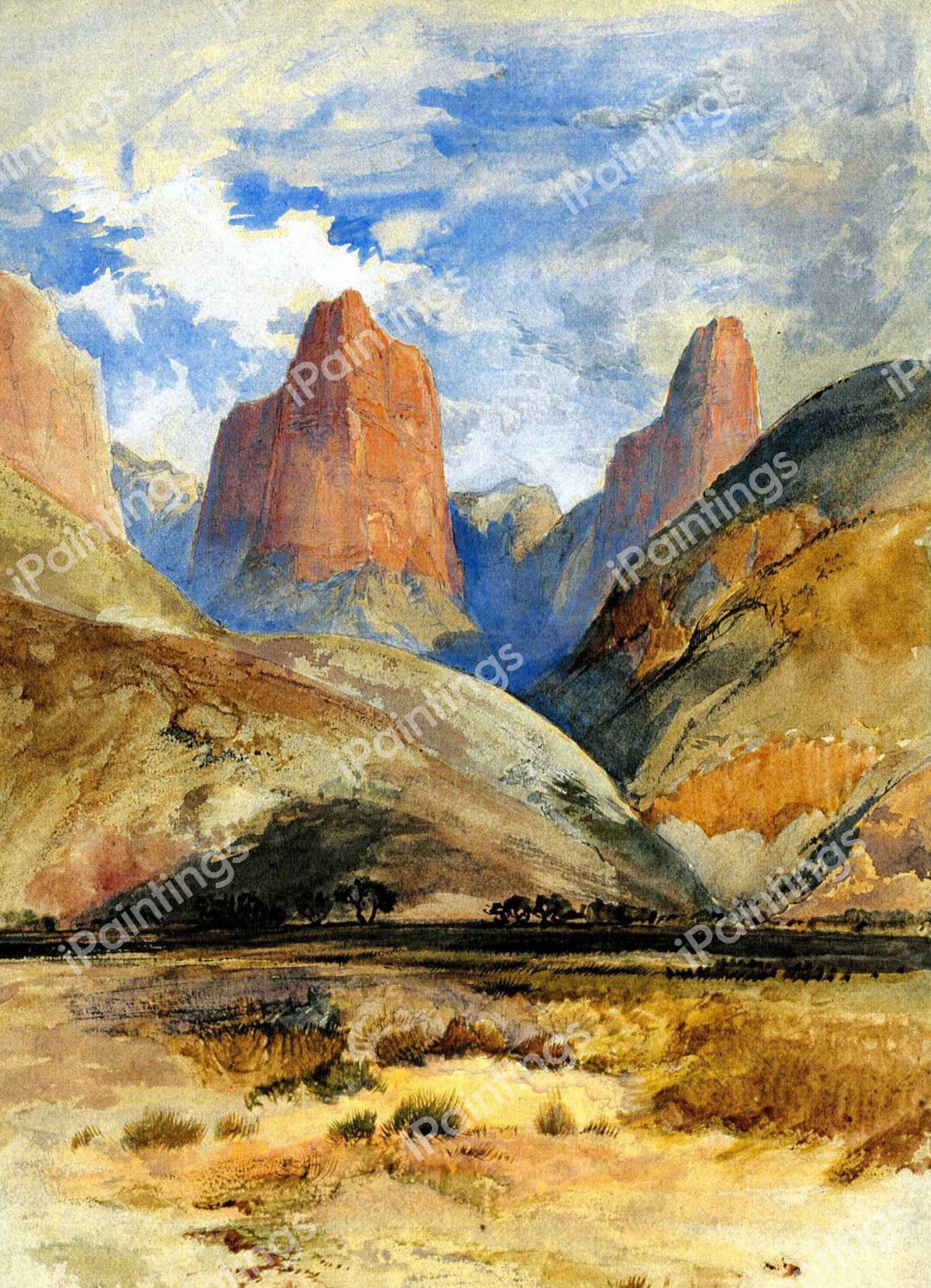 Colburn's Butte, South Utah. The painting by Thomas Moran