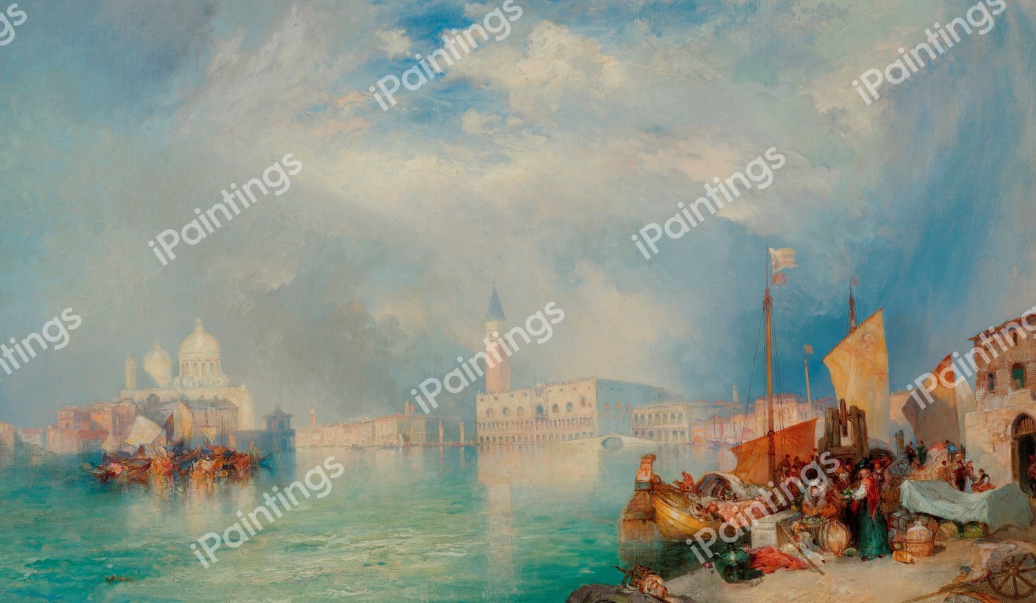 Entrance to the Grand Canal, Venice. The painting by Thomas Moran