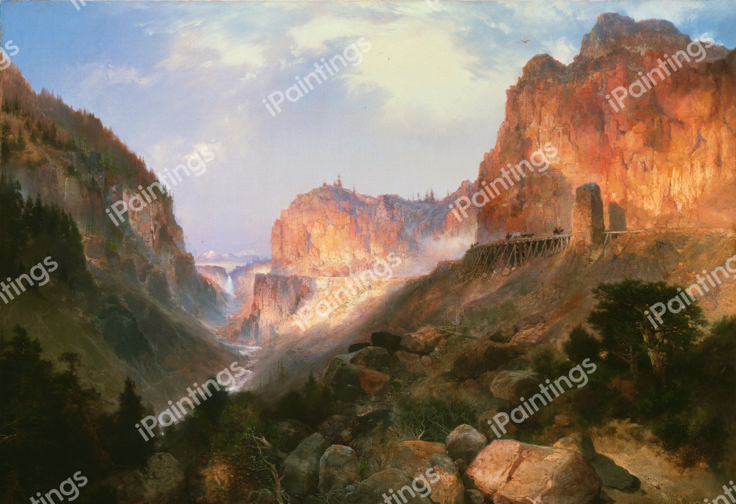 Golden Gate, Yellowstone National Park. The painting by Thomas Moran