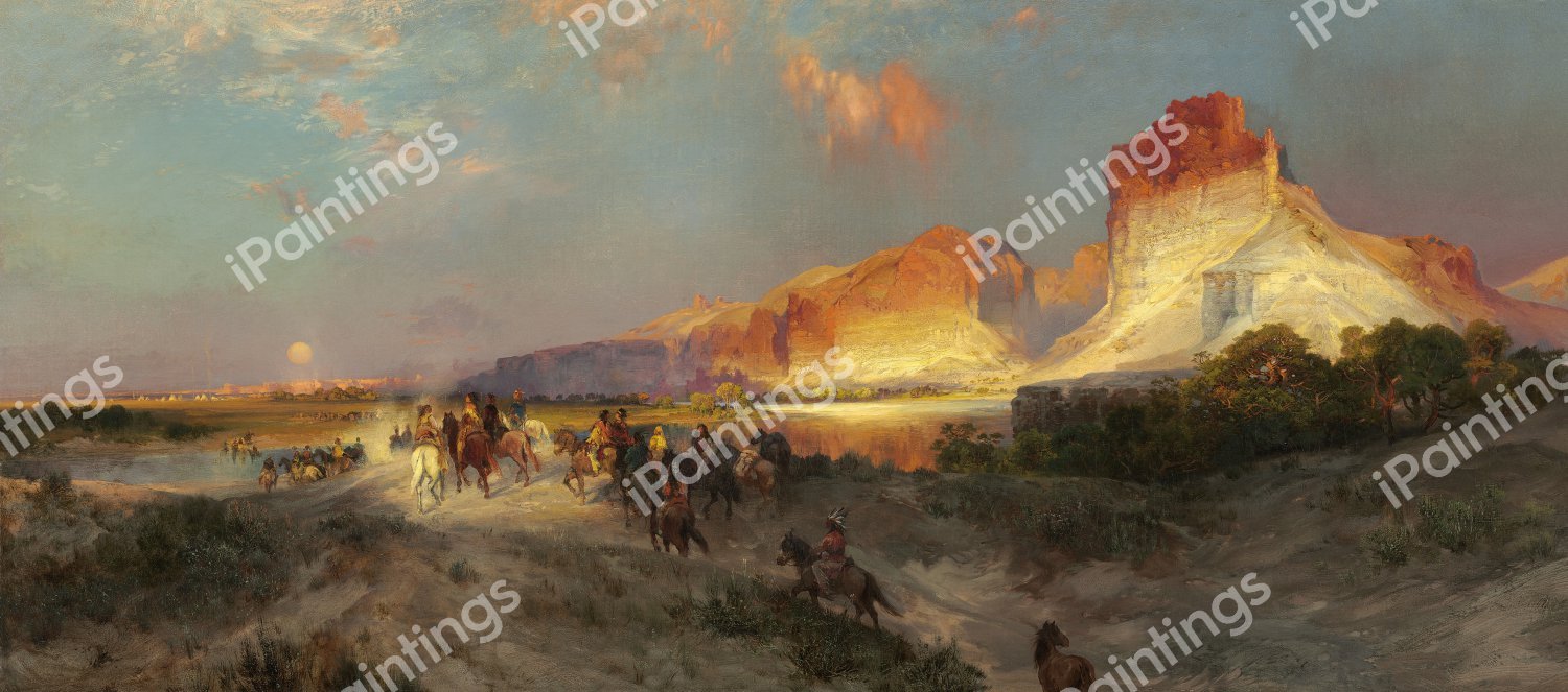 Green River Cliffs, Wyoming. The painting by Thomas Moran