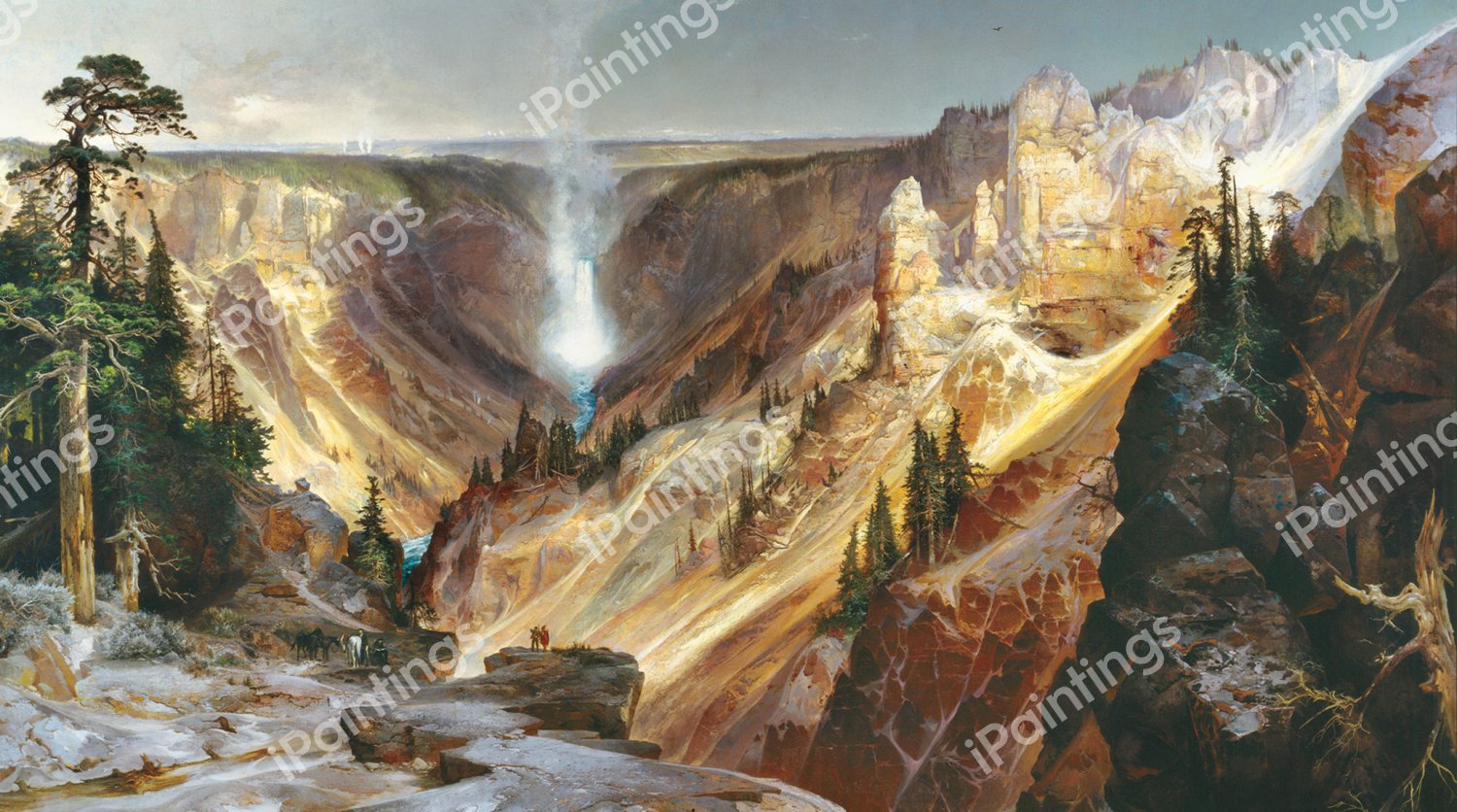 The Grand Canyon of the Yellowstone. The painting by Thomas Moran