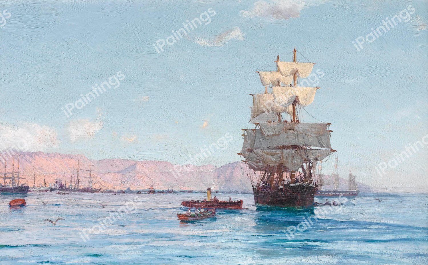 Port of Iquique, Chile, 1903. The painting by Thomas Somerscales
