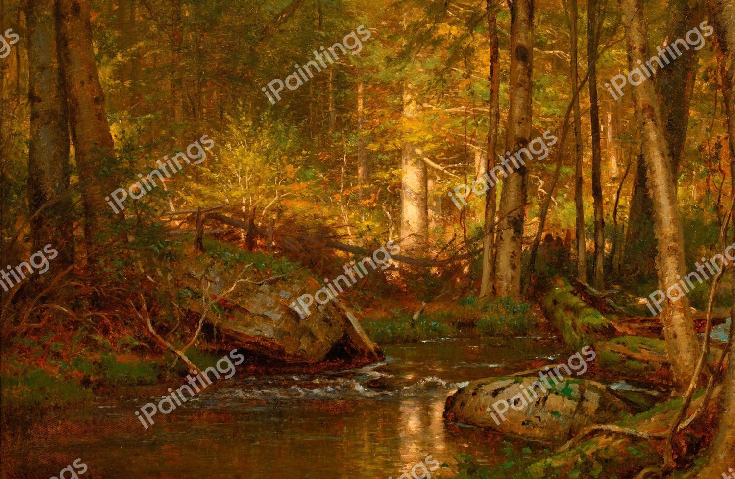 Sunlight in the Forest. The painting by Thomas Worthington Whittredge