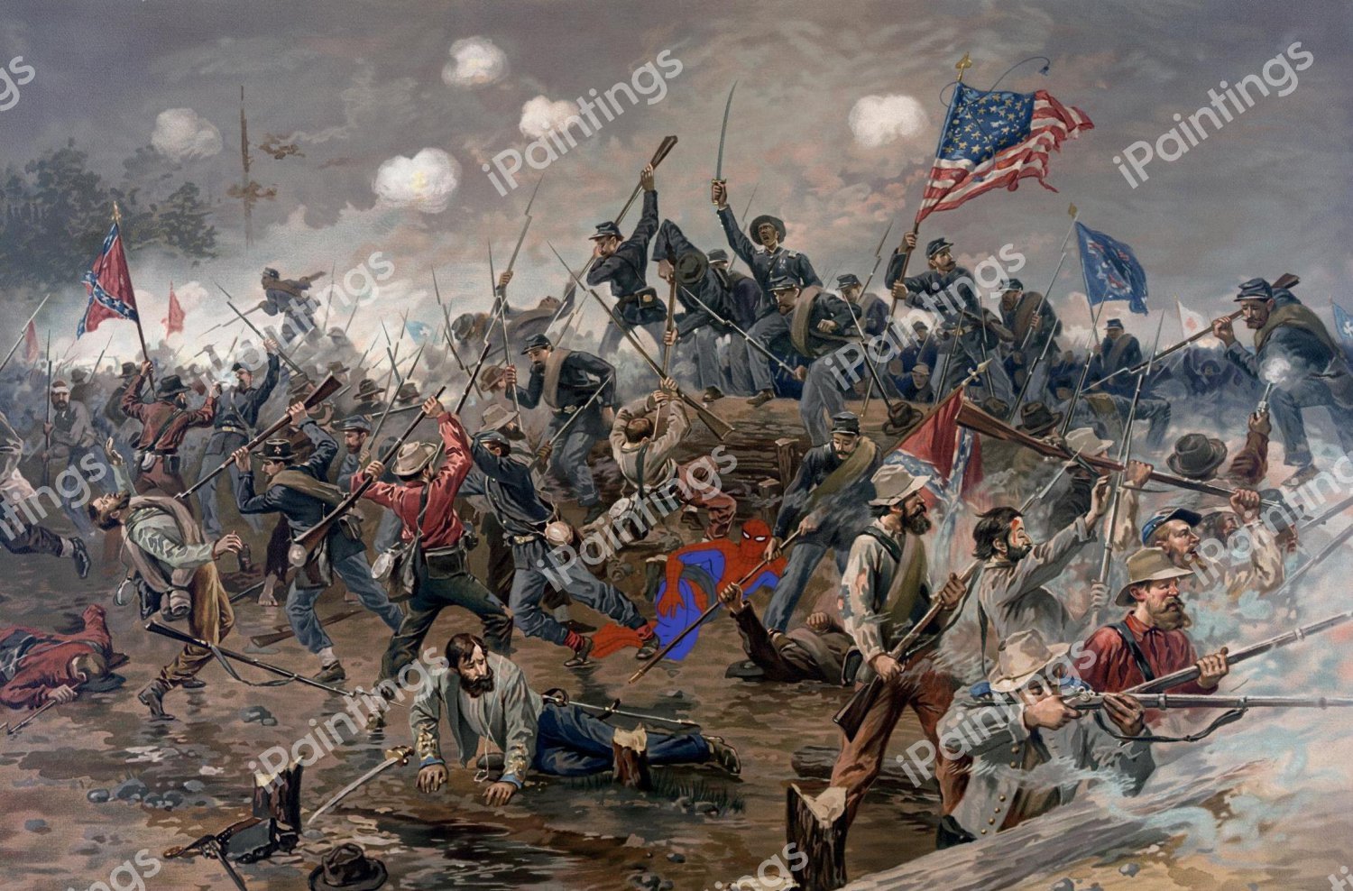 Battle of Spottsylvania. The painting by Thure de Thulstrup