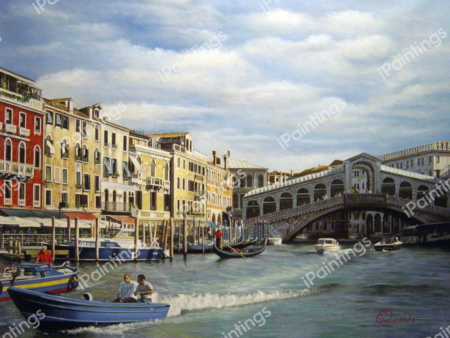 Travelling By Water In Venice. The painting by Our Originals