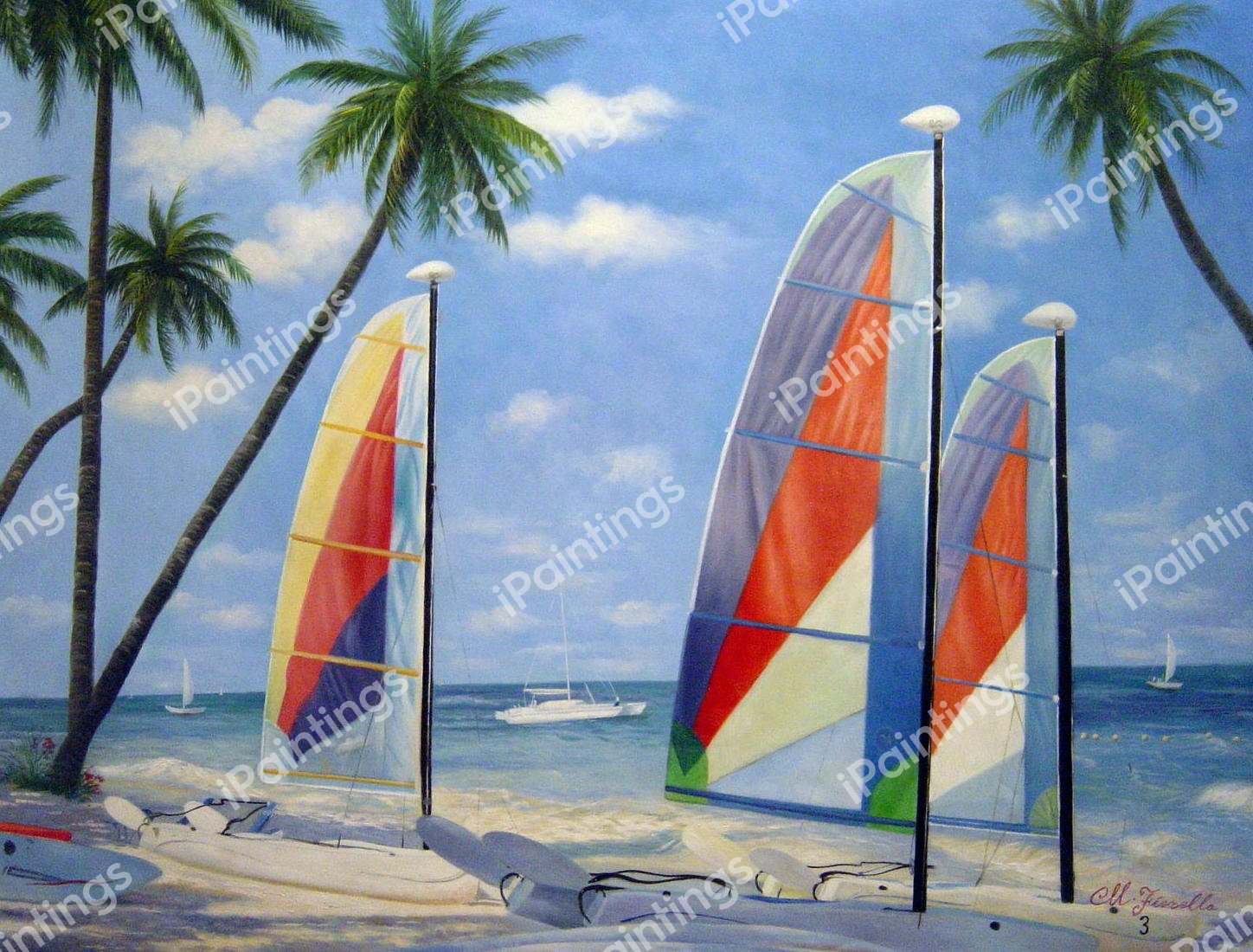 Trio Of Sailboats. The painting by Our Originals