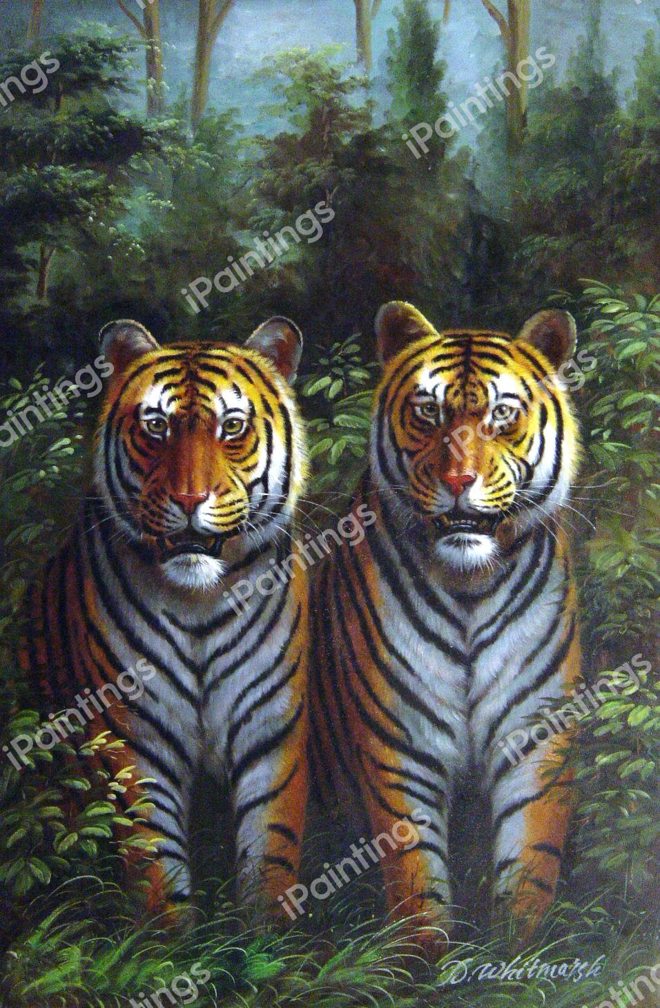 Two Tigers In The Jungle. The painting by Our Originals
