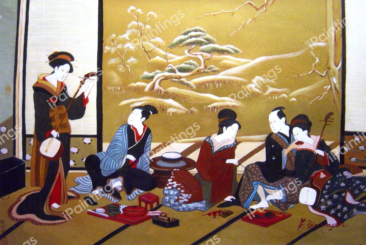 Winter Party. The painting by Utagawa Toyoharu