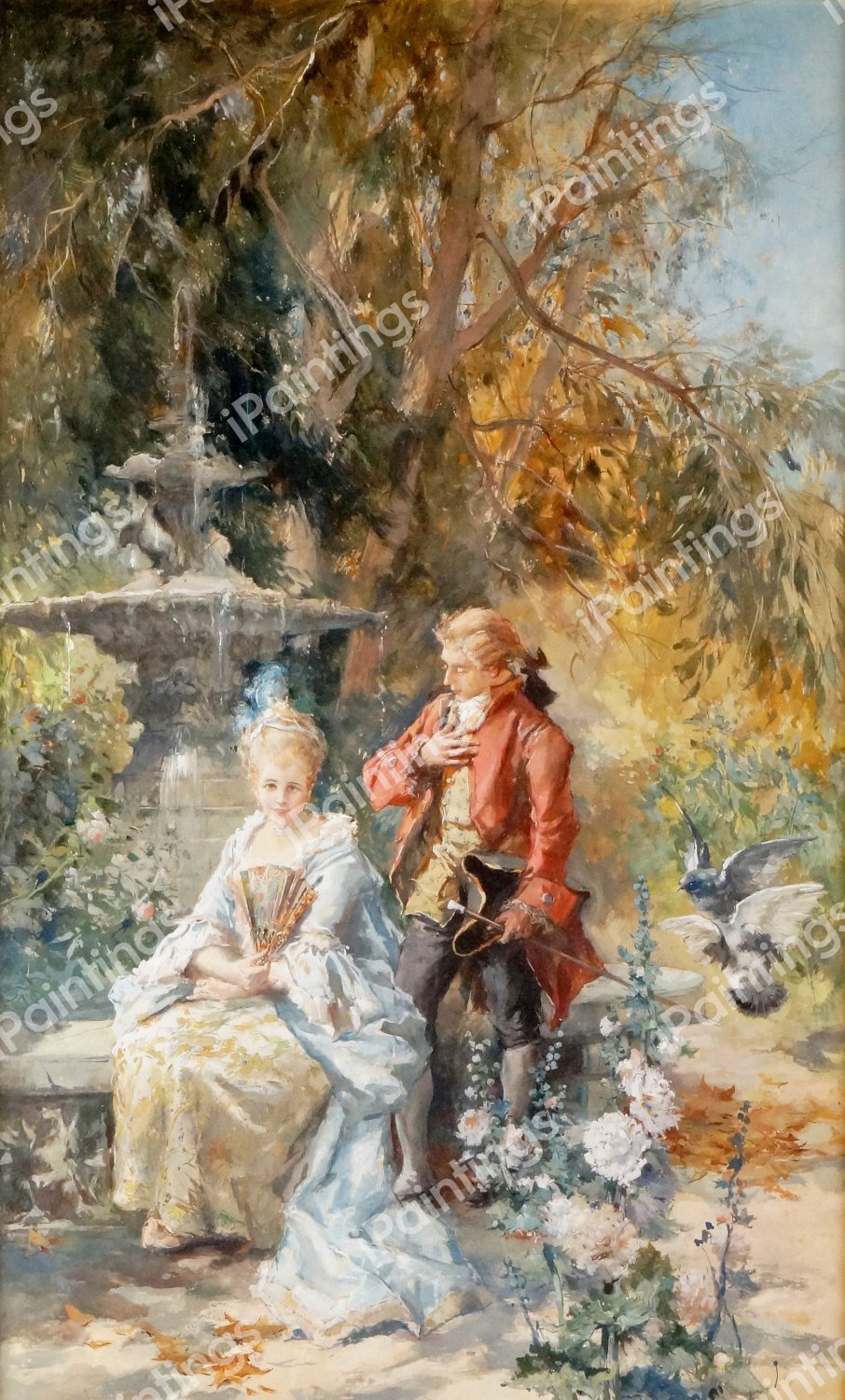 Proposal at the Fountain. The painting by Vicente Garcia de Paredes