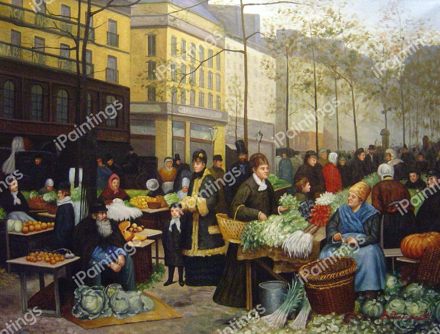 A Market With Vegetables. The painting by Victor Gabriel Gilbert