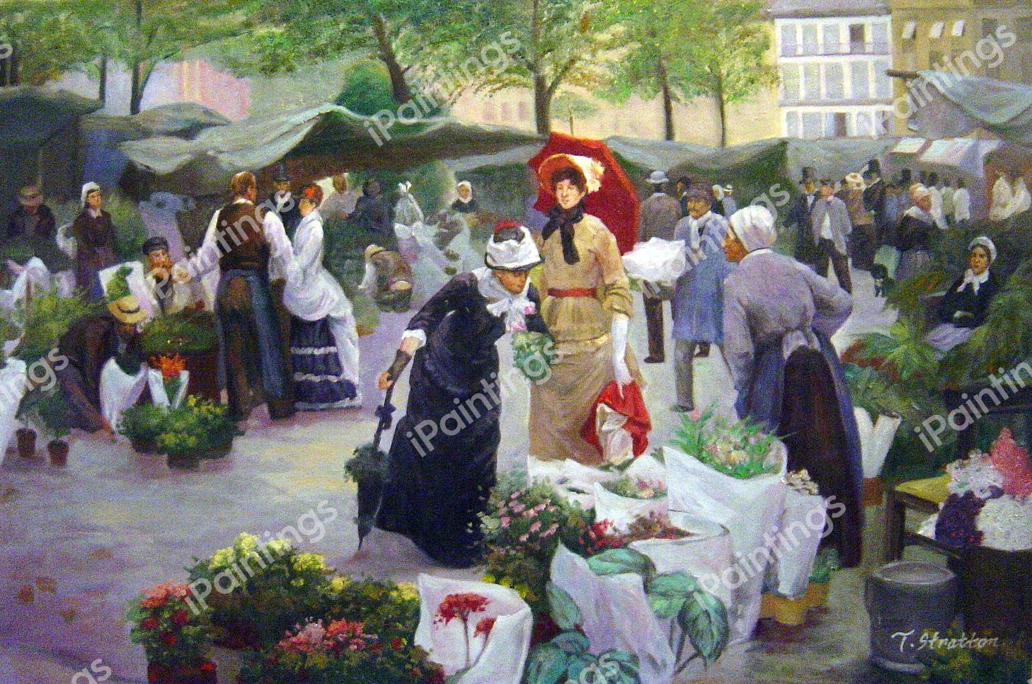 Market Of Flowers. The painting by Victor Gabriel Gilbert