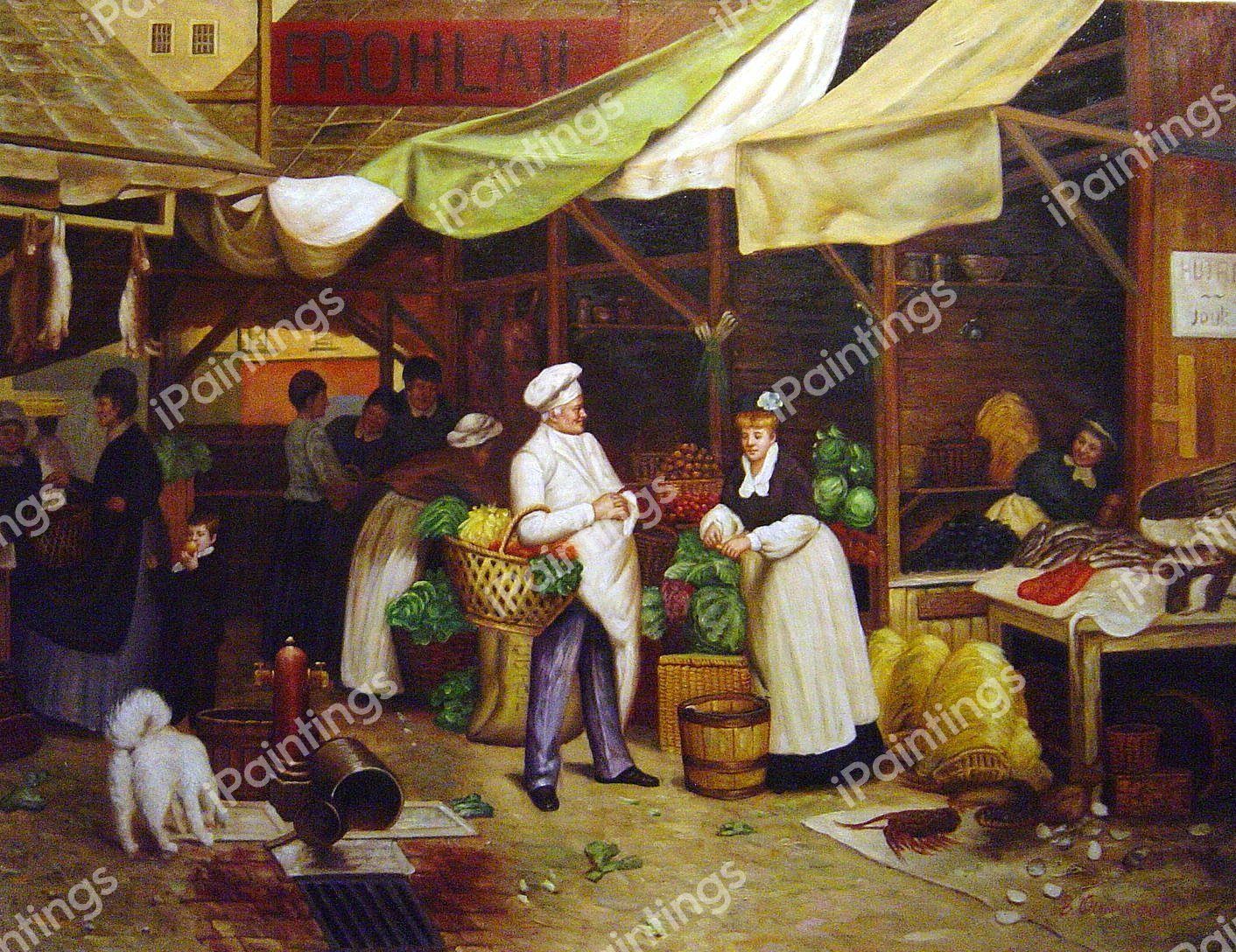 The Maubeuge Market. The painting by Victor Gabriel Gilbert