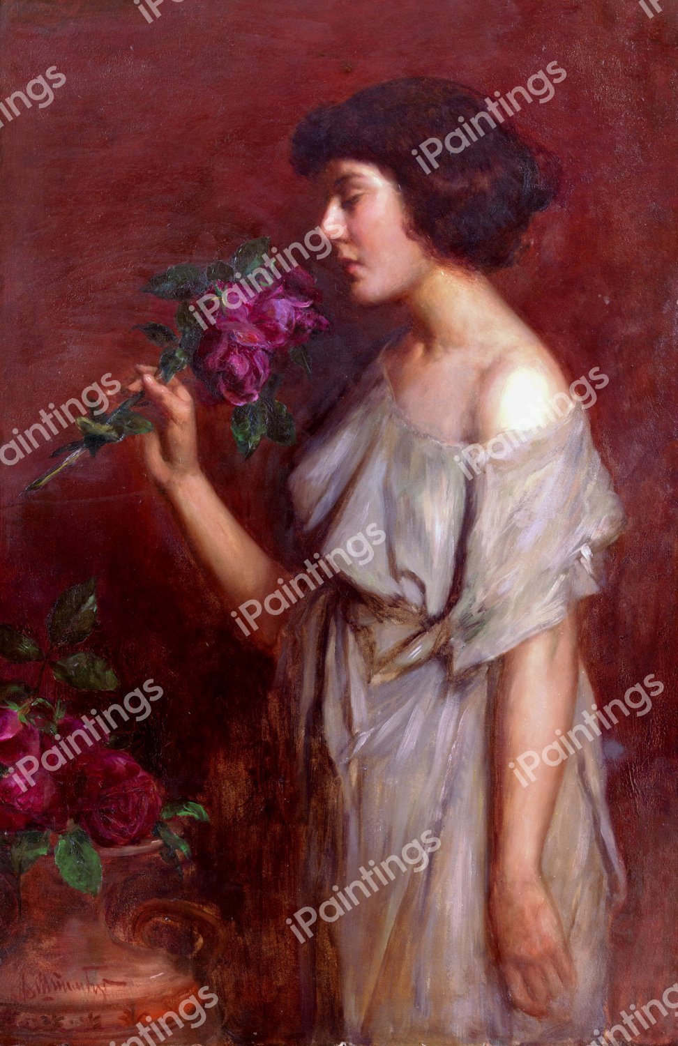 Portrait of a Woman with a Rose. The painting by Viktor Shtemberg