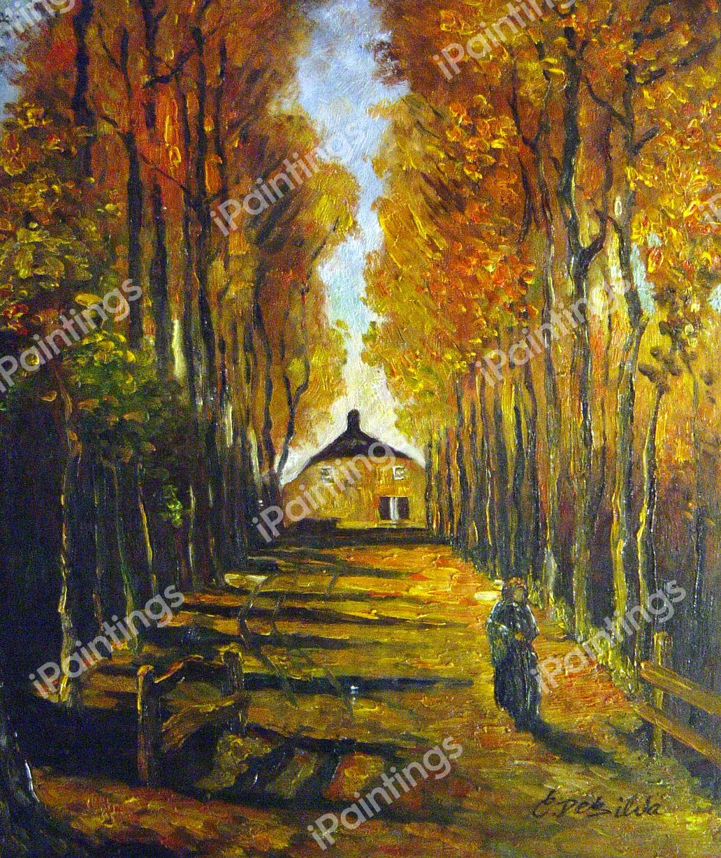 Avenue of Poplars At Sunset. The painting by Vincent Van Gogh