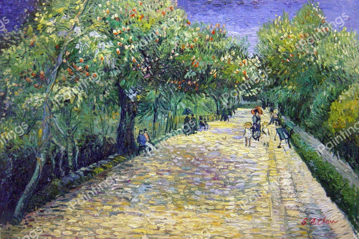 Avenue With Flowering Chestnut Trees. The painting by Vincent Van Gogh