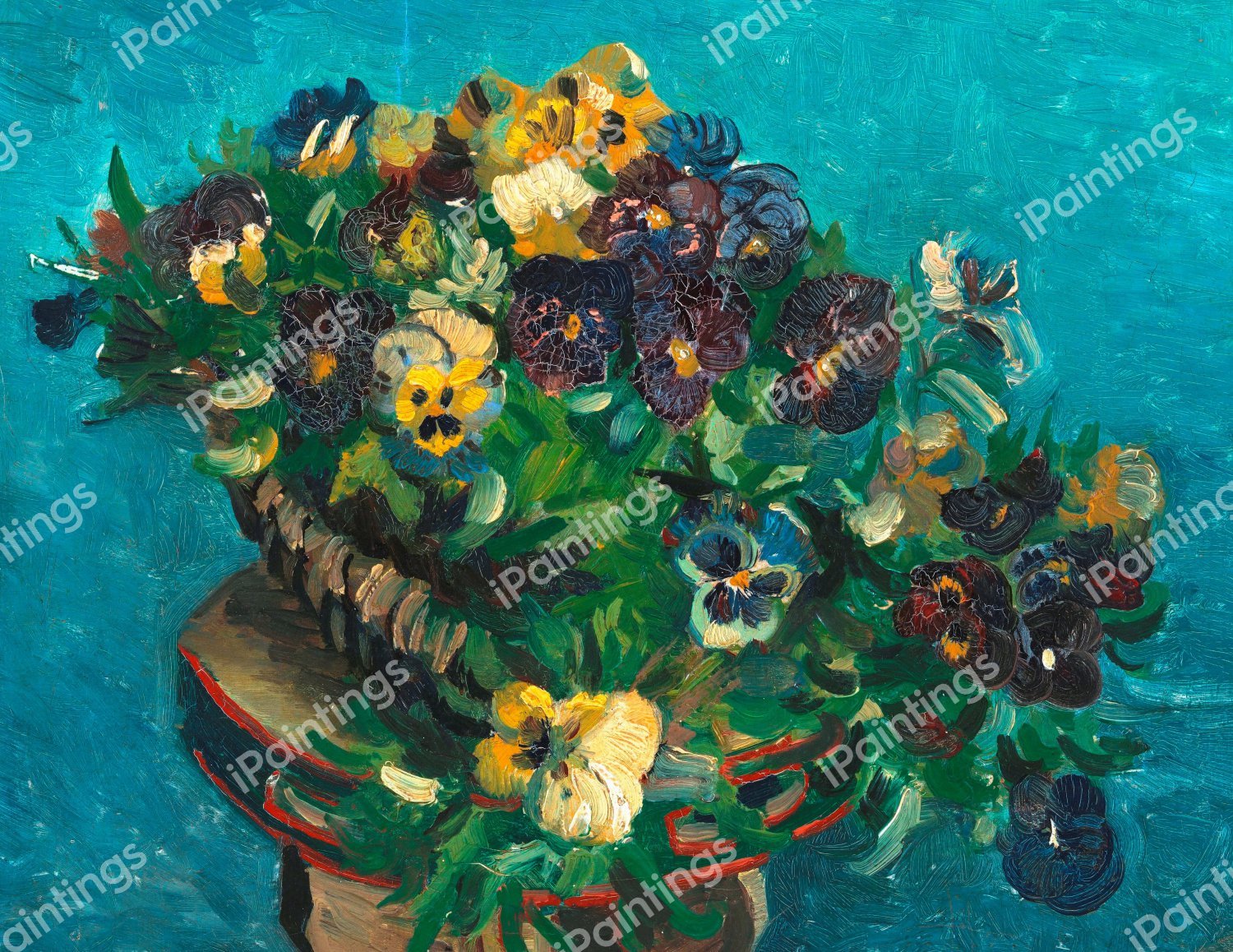 Basket of Pansies. The painting by Vincent Van Gogh
