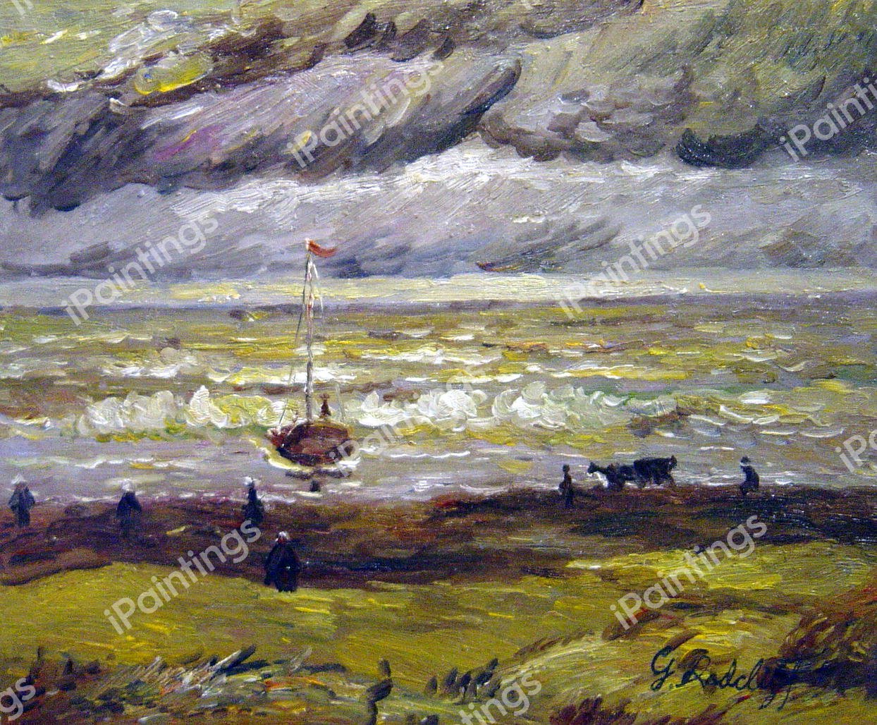 Beach At Scheveningenin, Stormy Weather. The painting by Vincent Van Gogh