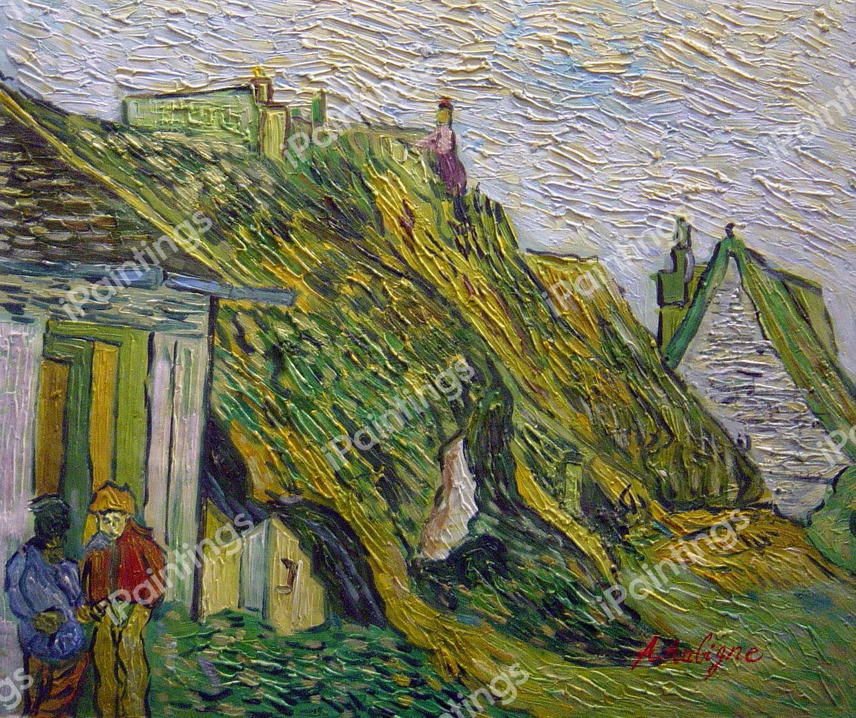 Cottages At Chaponval. The painting by Vincent Van Gogh
