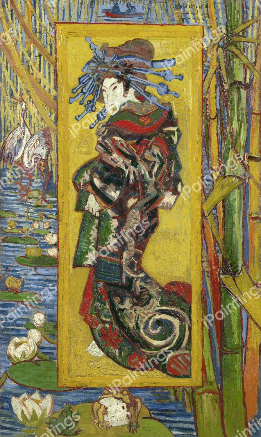 Courtesan after Eisen (Japonaiserie-Oiran). The painting by Vincent Van Gogh