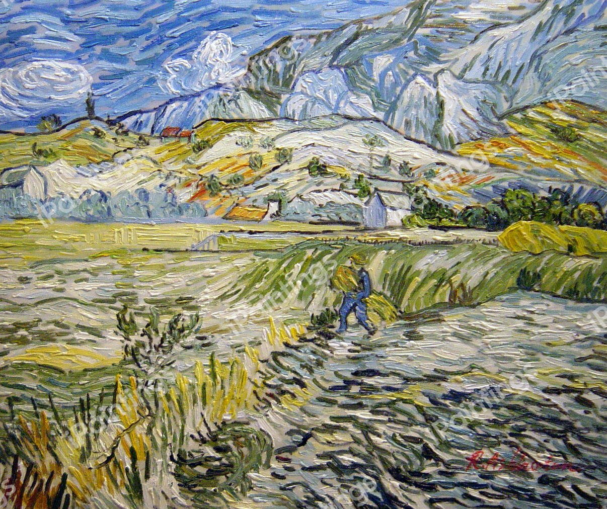 Enclosed Field With Peasant. The painting by Vincent Van Gogh
