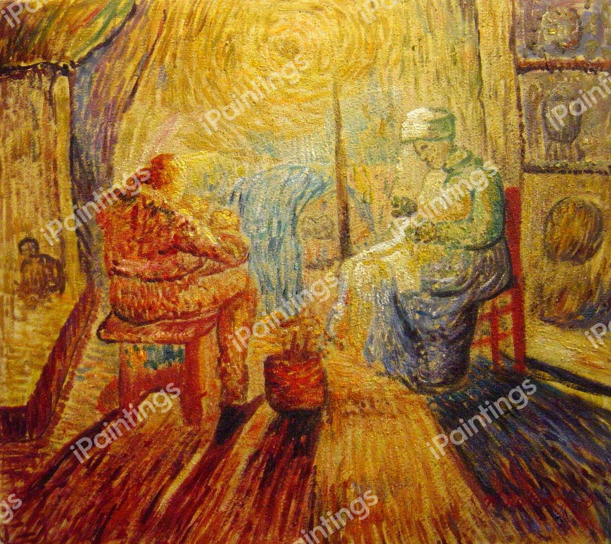 Evening, The Watch (After Millet). The painting by Vincent Van Gogh