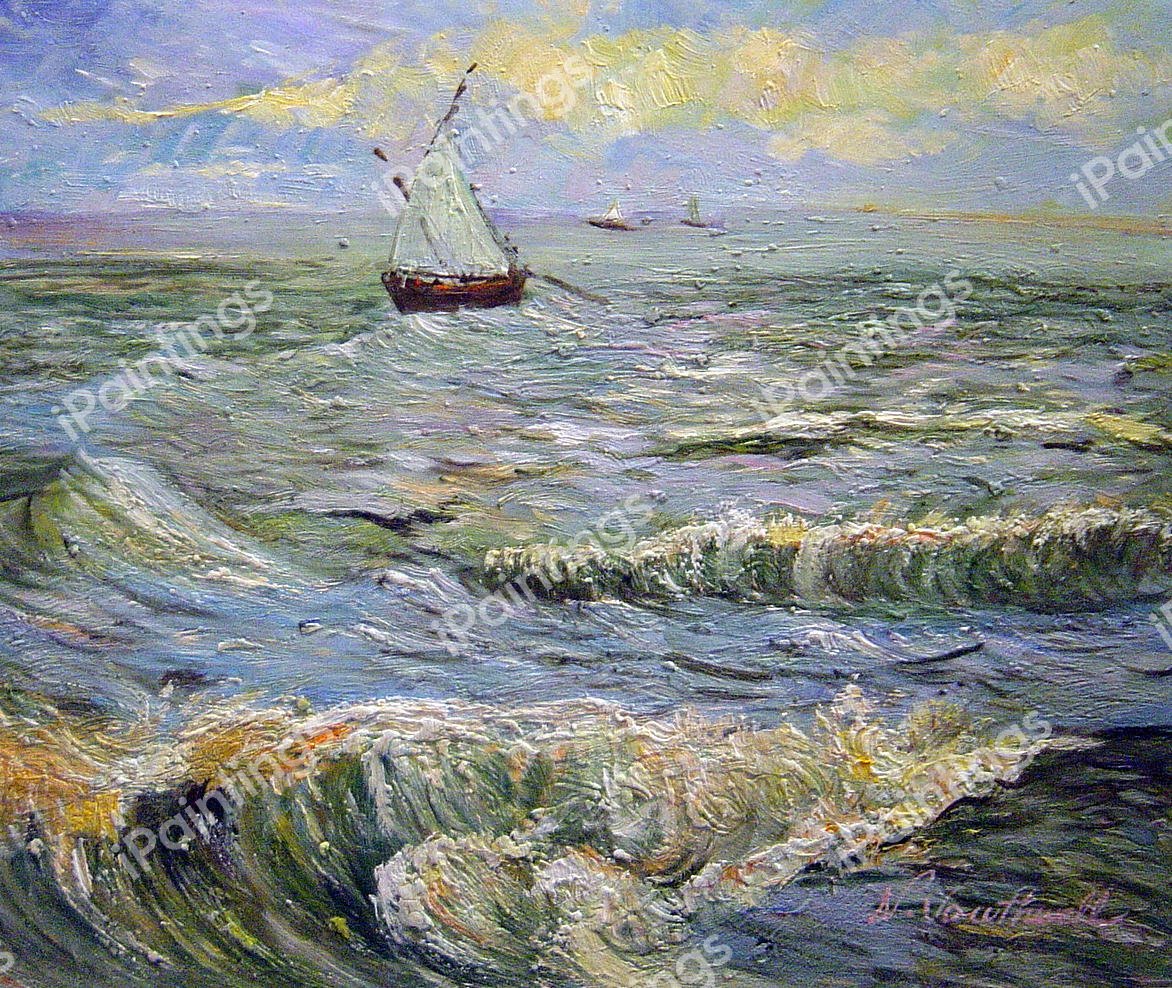 Fishing Boats Near Saintes-Maries. The painting by Vincent Van Gogh