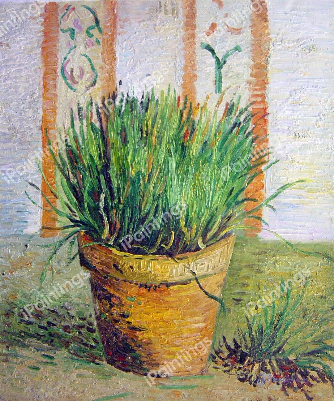 Flowerpot with Chives. The painting by Vincent Van Gogh