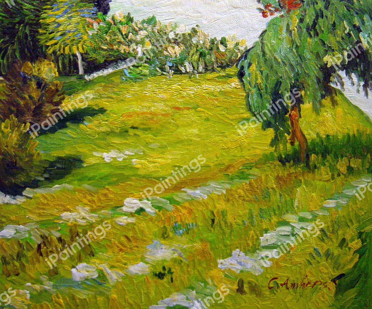 Garden With Weeping Willow. The painting by Vincent Van Gogh