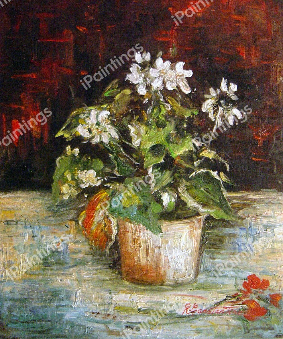 Geranium In A Flowerpot. The painting by Vincent Van Gogh