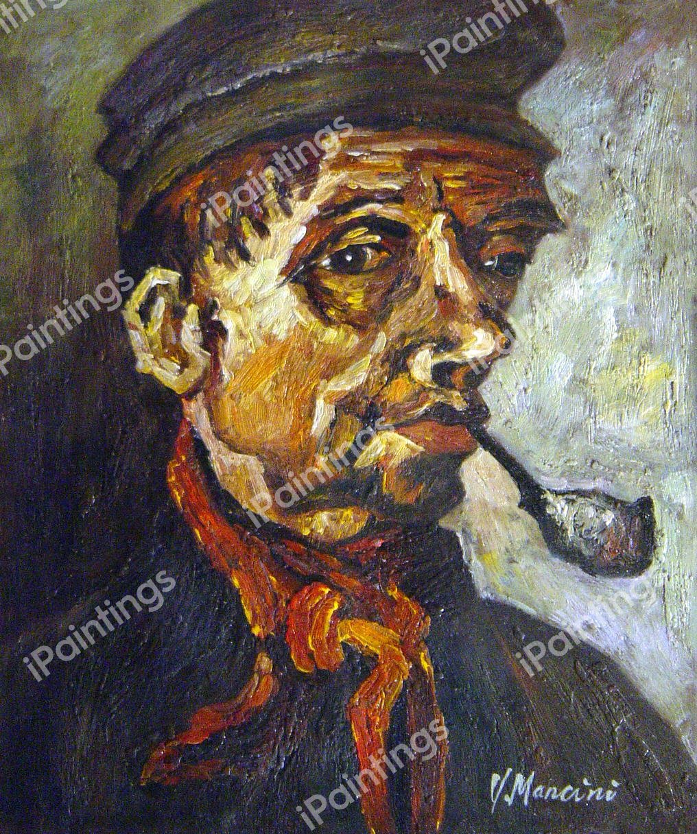 Head Of A Peasant With A Pipe. The painting by Vincent Van Gogh