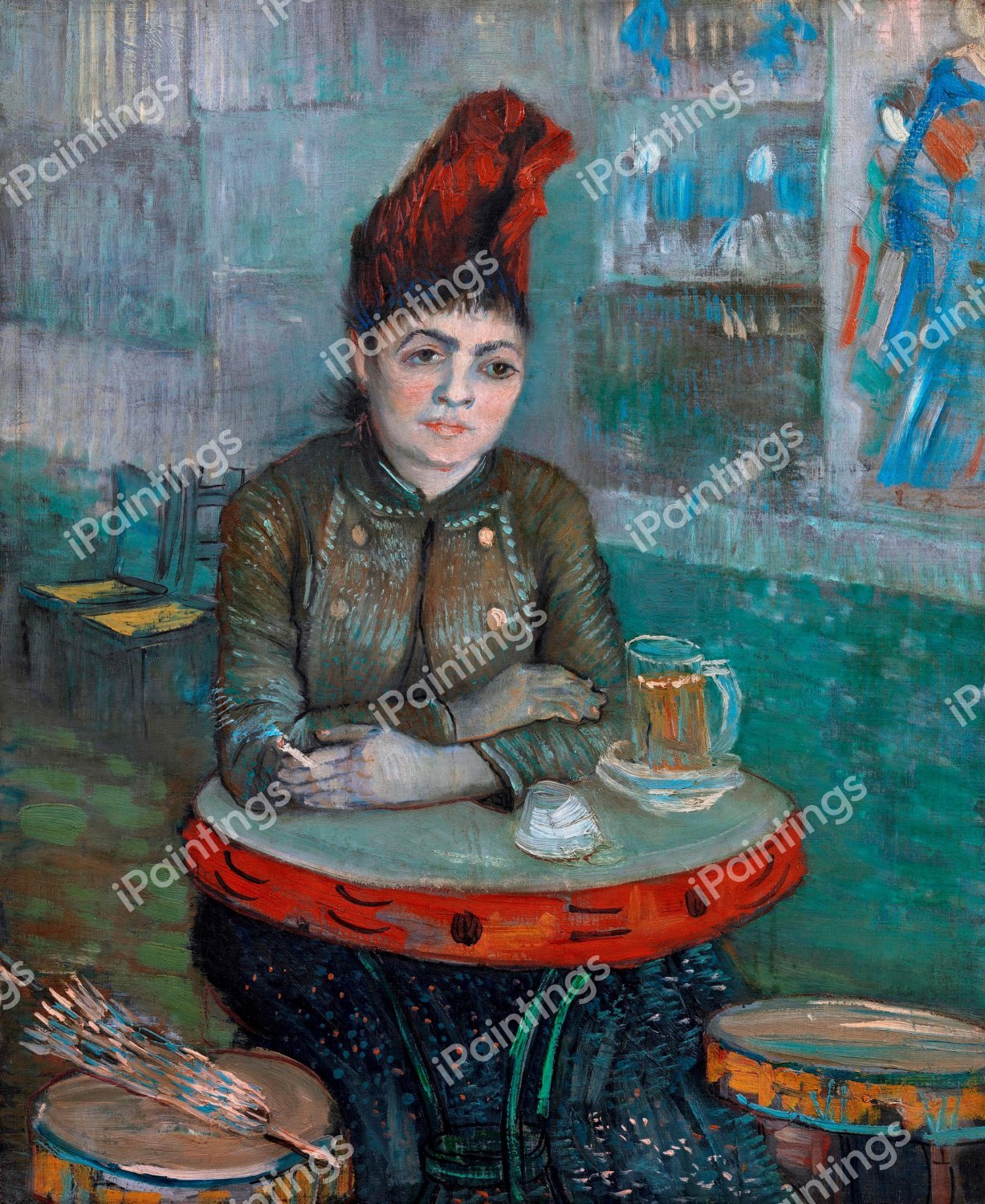 In The Cafe Agostina Segatori In Le Tambourin Painting By Vincent Van Gogh Reproduction