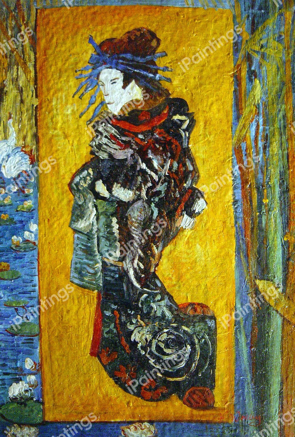 Japonaiserie-Oiran. The painting by Vincent Van Gogh
