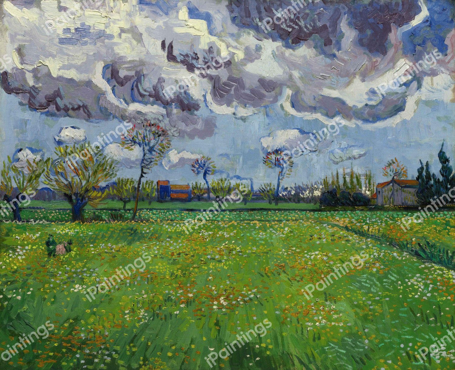 Landscape Under A Stormy Sky 2. The painting by Vincent Van Gogh
