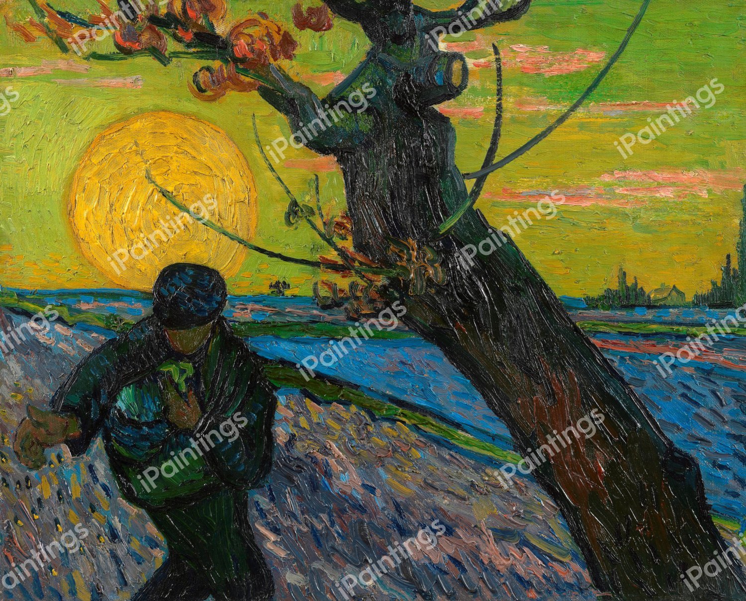 Landscape with a Sower. The painting by Vincent Van Gogh