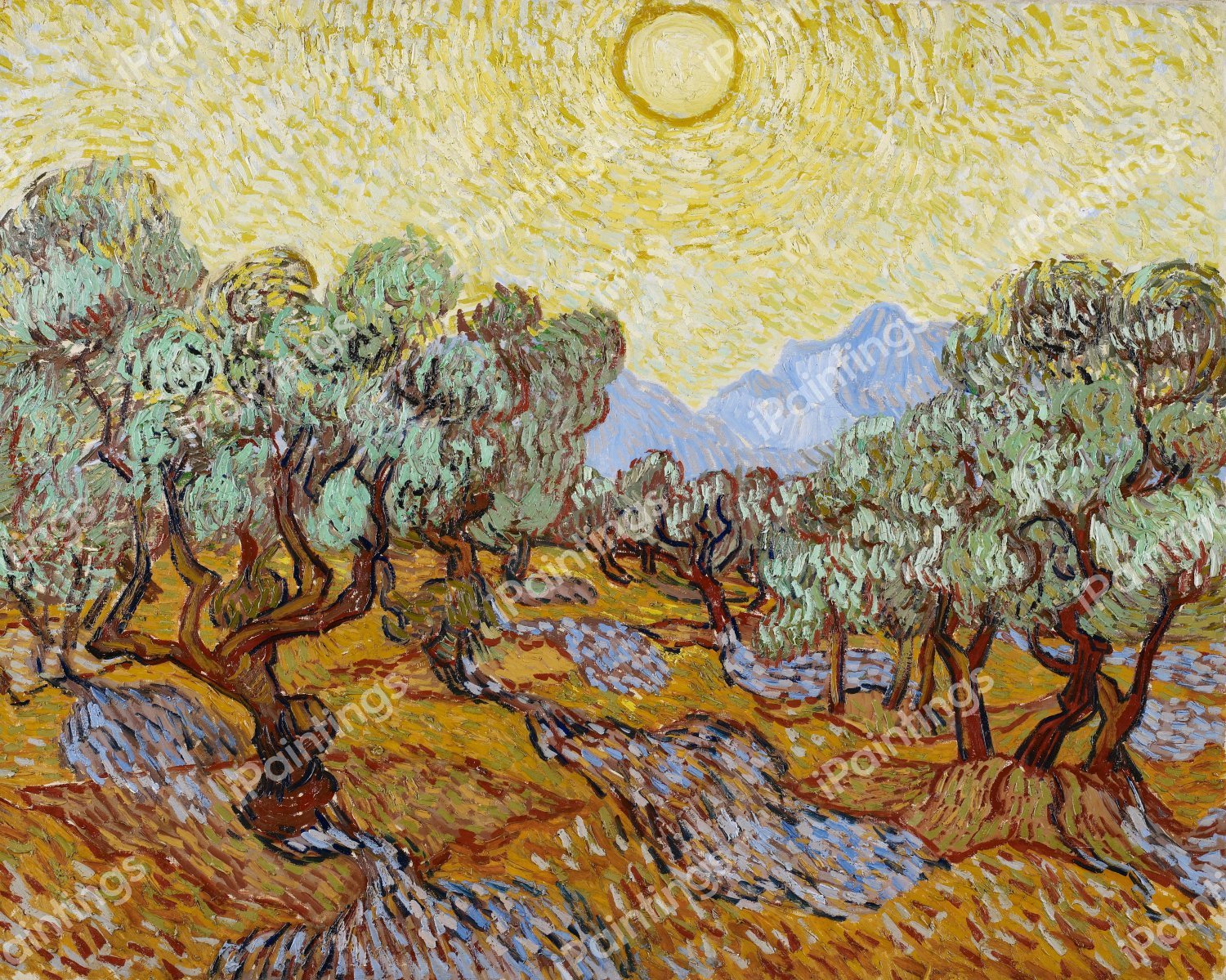 Landscape with Olive Trees. The painting by Vincent Van Gogh