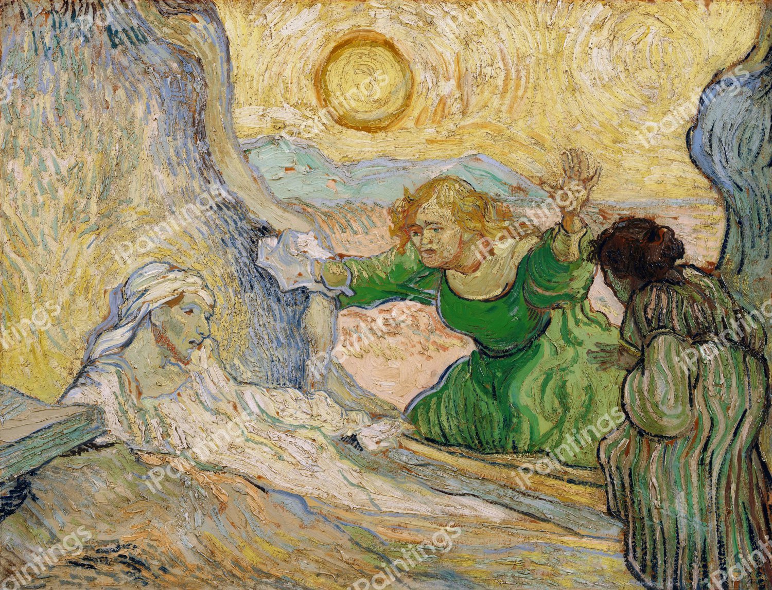 Lazarus Raising Up (after Rembrandt). The painting by Vincent Van Gogh