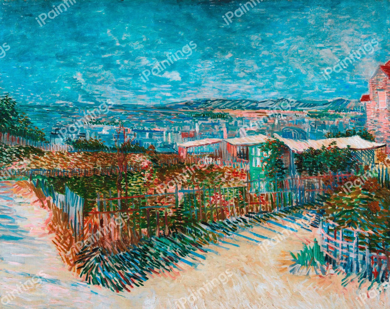 Montmartre - Behind the Moulin de la Galette. The painting by Vincent Van Gogh