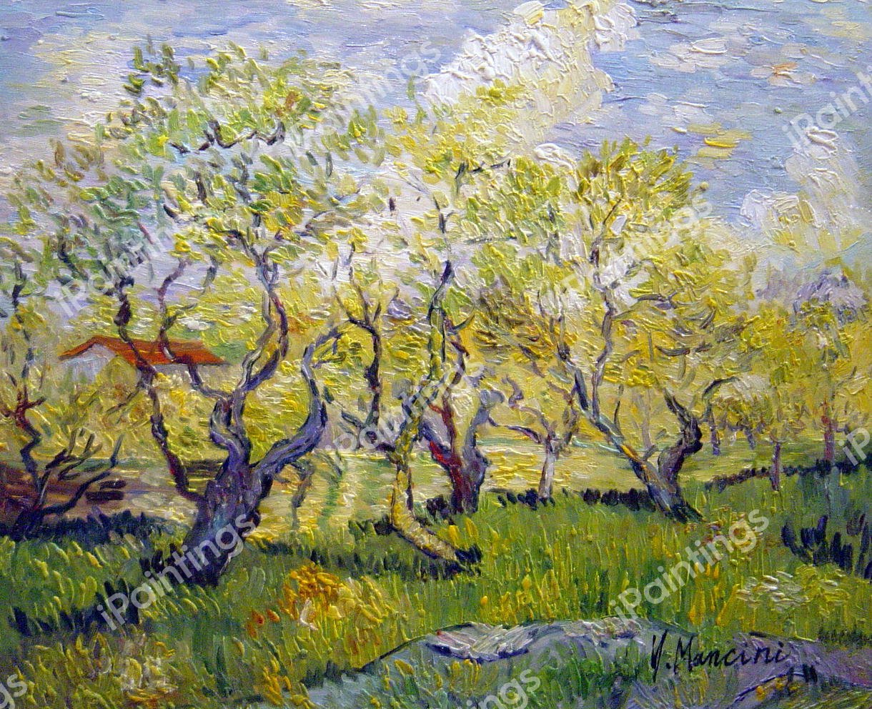 Orchard In Blossom. The painting by Vincent Van Gogh